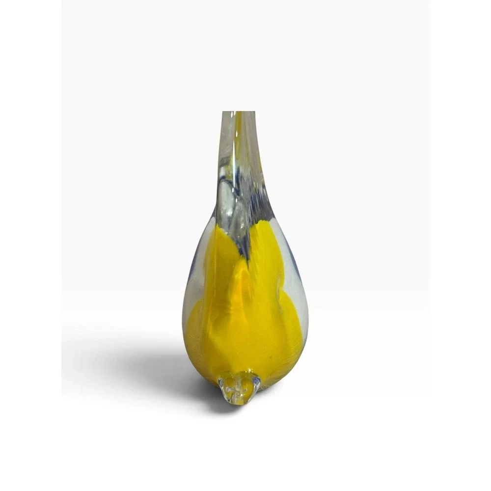 Hand Blown Art Glass Tropical Angelfish Figurine Paperweight Yellow Blue 4in